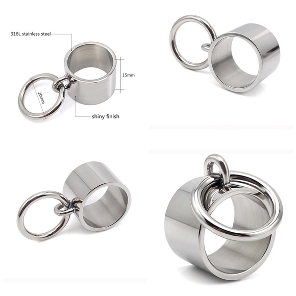 Wide Stainless Steel Bondage Style Ring - Picture 7 of 8